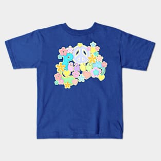 Peace Sign Flower Power Hippy Design Kids T-Shirt